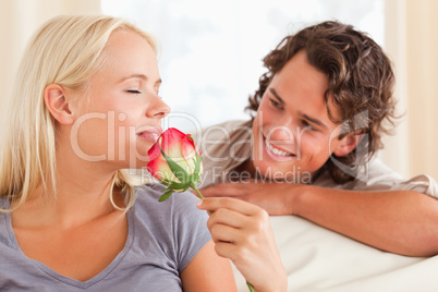 Couple with a flower