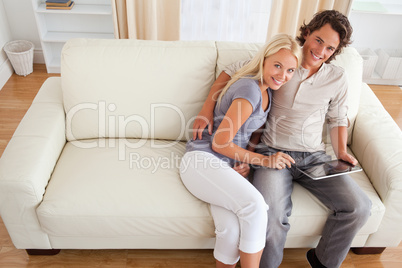 Couple with a tablet computer