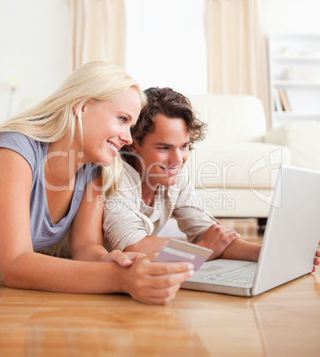 Cute couple purchasing online