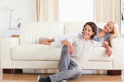 Laughing couple posing