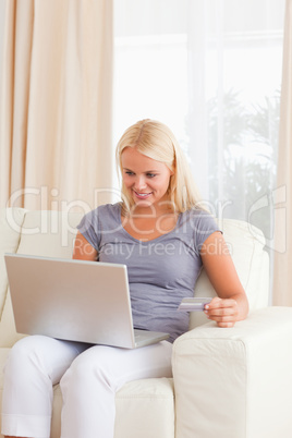 Portrait of a woman booking her holidays online