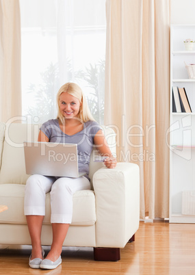 Portrait of a gorgeous woman shopping online