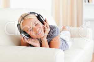 Woman enjoying some music