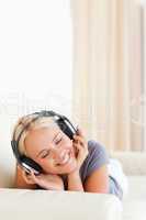Portrait of a woman enjoying some music