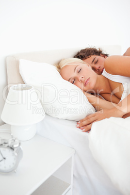 Portrait of a quiet couple sleeping