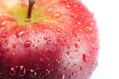 red apple with water drops isolated on white