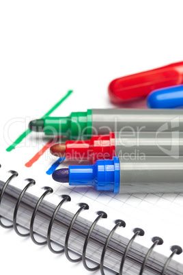 a colorful office markers isolated on white