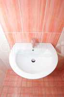 interior bathroom with pink tile in the house