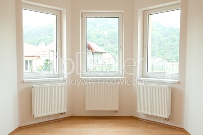 clean white room  interior of a country cottage