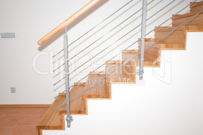 wooden staircase in the room country cottage