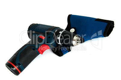 Cordless power tools with case, isolated on a white background