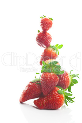 Mountain big juicy strawberries isolated on white