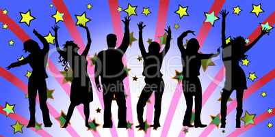 party people silhouettes composition, abstract vector art illustration