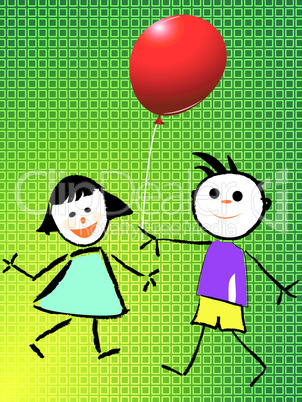 boy and girl playing with balloon