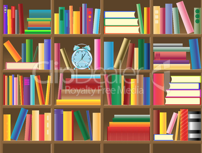 wooden bookshelf vector