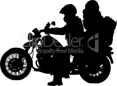 motorcycle and bikers silhouettes