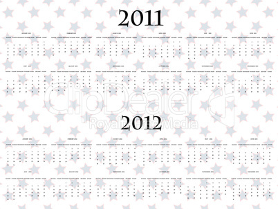 vector stars calendar for 2011 and 2012