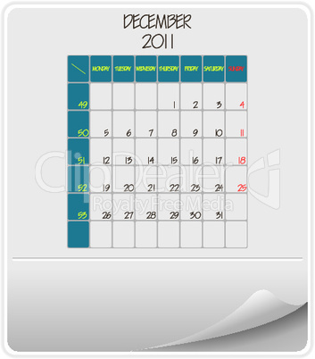 2011 calendar december