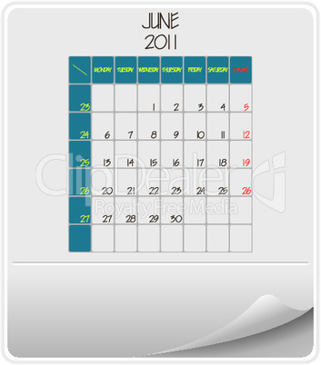 2011 calendar june
