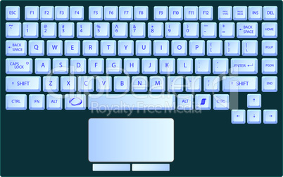 laptop blue keyboard against white
