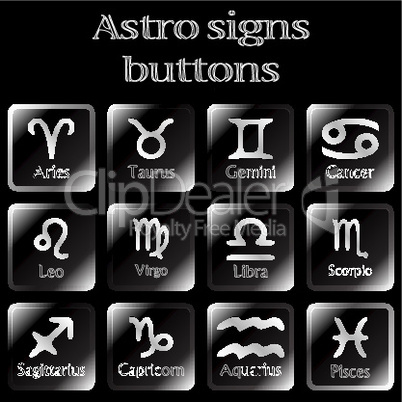dark astro sign buttons