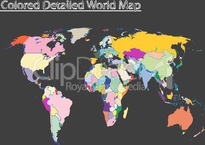 colored detailed world map