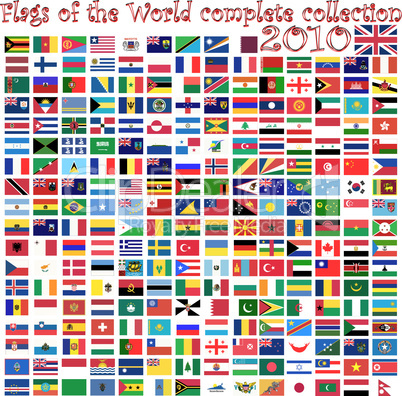 flags of the world against white