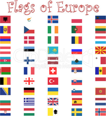 flags of europe against white