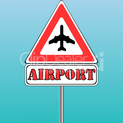airport sign and blue sky background