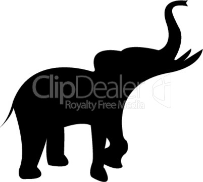 elephant black silhouette isolated on white