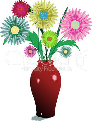 red flower and vase