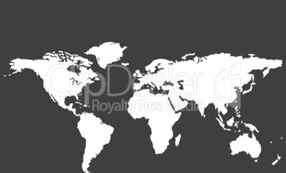 white world map isolated on gray background
