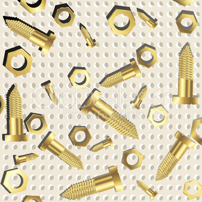 screws and nuts over metallic texture
