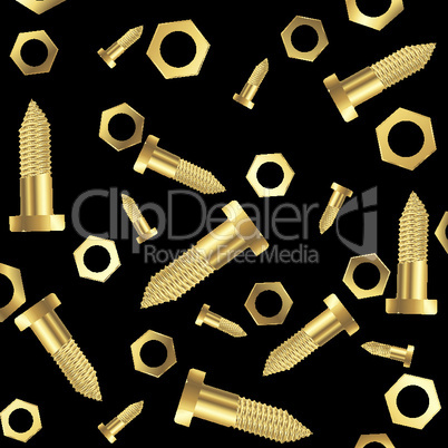 screws and nuts over black background