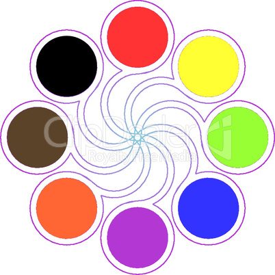 round color palette with eight basic colors