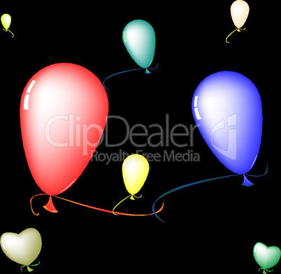 colored ballons composition over black background