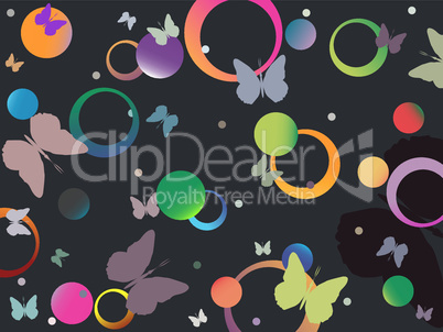 butterflies and bubbles in retro colors