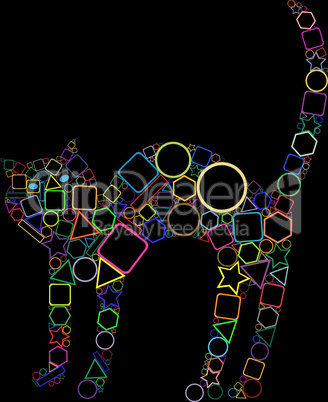 geometric cat isolated on black background