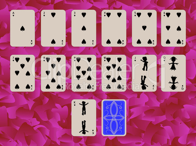 suit of spades playing cards on purple background