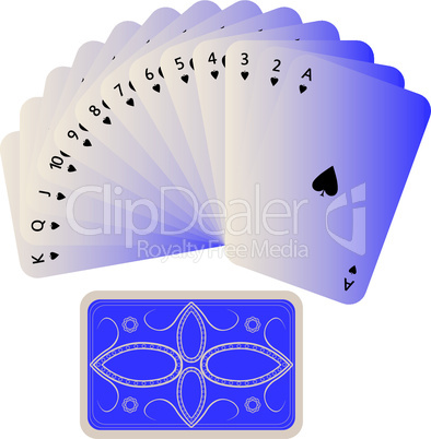 spades cards fan with deck isolated on white