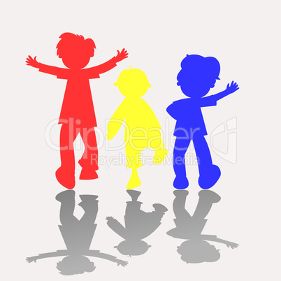 colored kids silhouettes 2