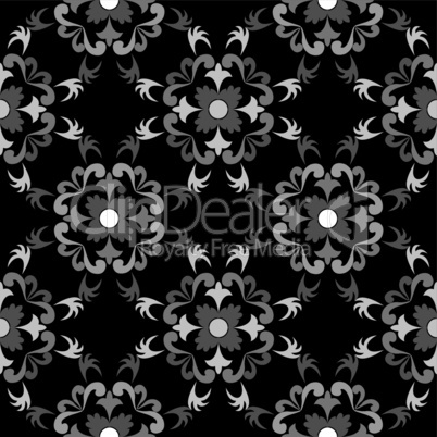 white and black seamless floral pattern