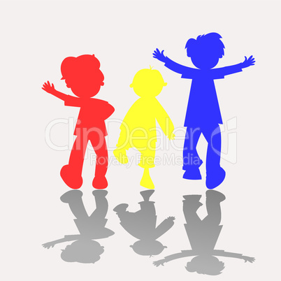 colored kids silhouettes