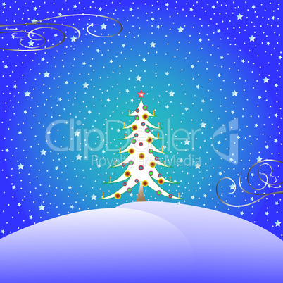 stars snow and christmas tree