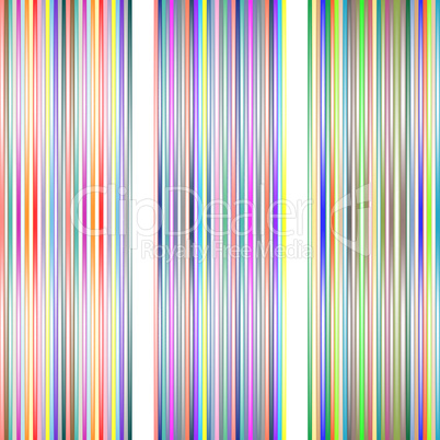 set of 3 diferent lighted stripes isolated on white