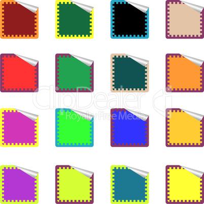 rounded rectangle colored stickers isolated on white