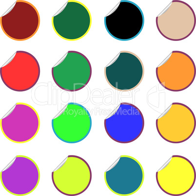 round colored stickers isolated on white