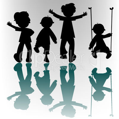 happy children silhouettes