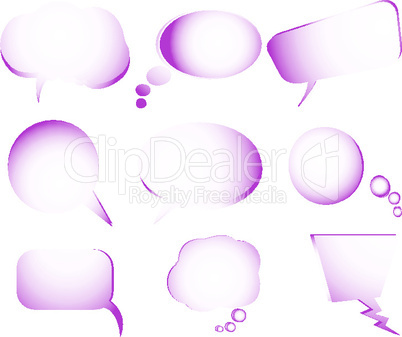 collection of stylized purple text bubbles- vector isolated objects on white