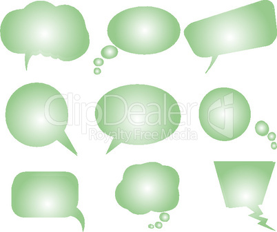 collection of stylized green  text bubbles- vector isolated objects on white